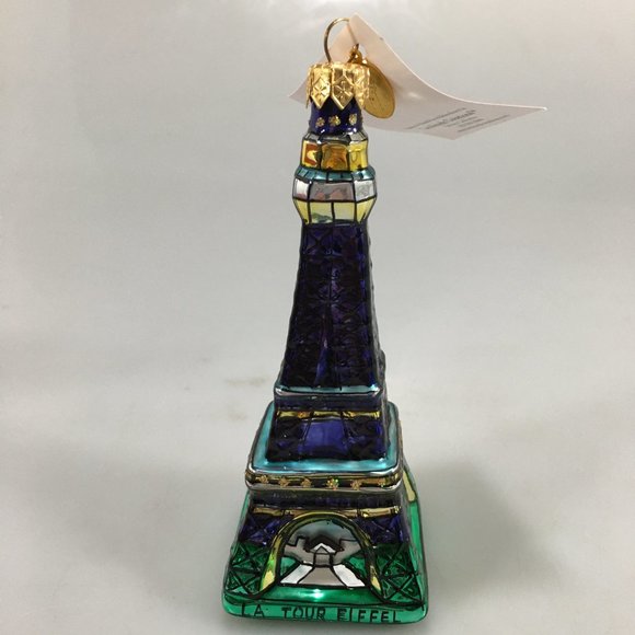 Landmark Creations Eiffel Tower Glass Ornament 5 1/4" NEW in Box Made in Poland - Picture 3 of 7